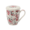 PORCELAIN MUG WITH INFUSER AND LID 340 ML ASSORTED FLORAL PATTERNS 