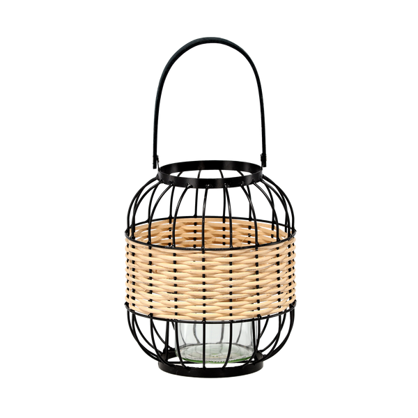 LAMPION OF METAL AND WOODEN H-24/39 CM