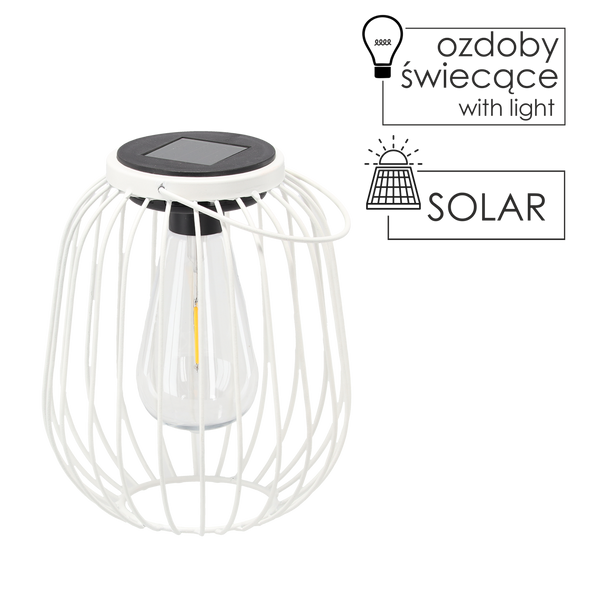 LAMPĂ SOLARĂ METALICĂ ALBĂ 19 CM *8846