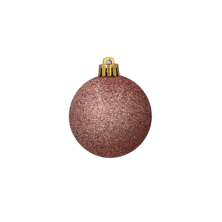 SET OF 6 BAUBLES 6 CM OLIVE/COPPER/GRAPHITE MIX DESIGNS