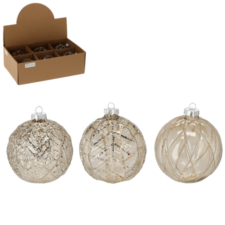 GLASS ORNAMENT - GILDED 10 CM MIXED PATTERNS