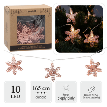 LANȚ DE LUMINĂ LED FULGI DE ZĂPADĂ 10 L AUR ROSU CALD ALB *1013