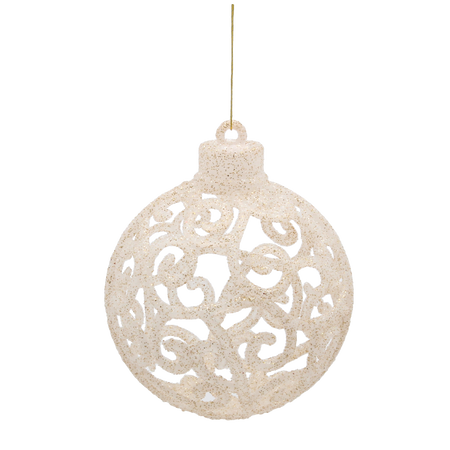 SET OF 12 ORNAMENTS 6 CM CHAMPAGNE/GRAY/WHITE
