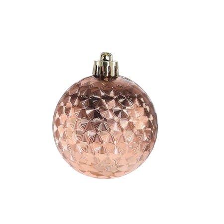 SET OF 24 BAUBLES 6 CM OLIVE/COPPER/GRAPHITE MIX DESIGNS