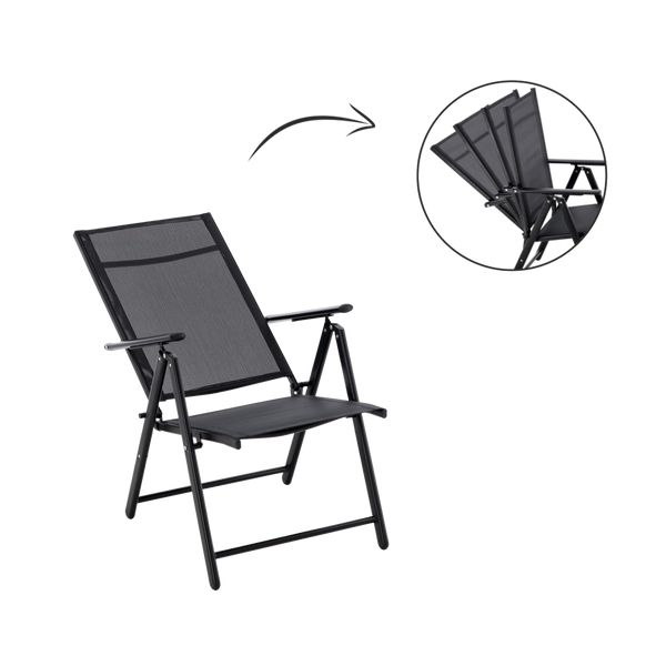 FOLDING GARDEN CHAIR STEEL 66 x 53 x 107 CM BLACK