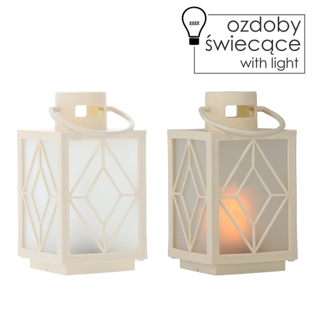 Vianočná LAMPA 11 x 11 x 20,5 CM S LED NÁPLŇOU BIELA *2553