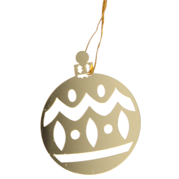 SET OF 3 CHRISTMAS DECORATIONS - GOLD BAUBLE 8 x 6 CM