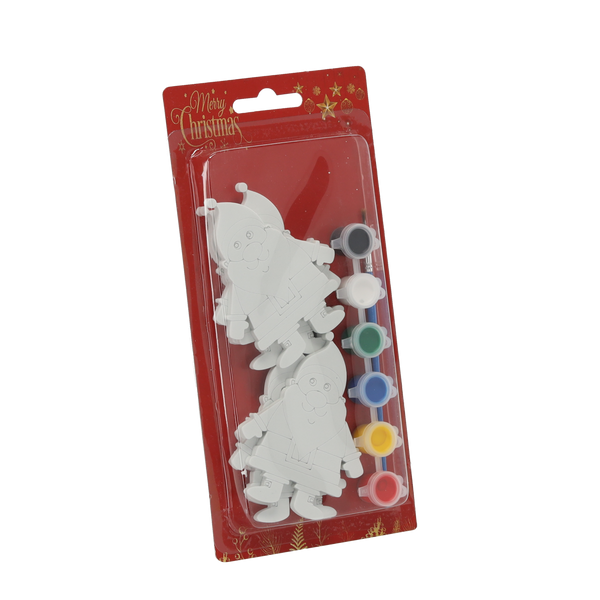 SET OF 6 CHRISTMAS DECORATIONS DIY + 6 PAINTS AND BRUSH ASSORTED 6 DESIGNS