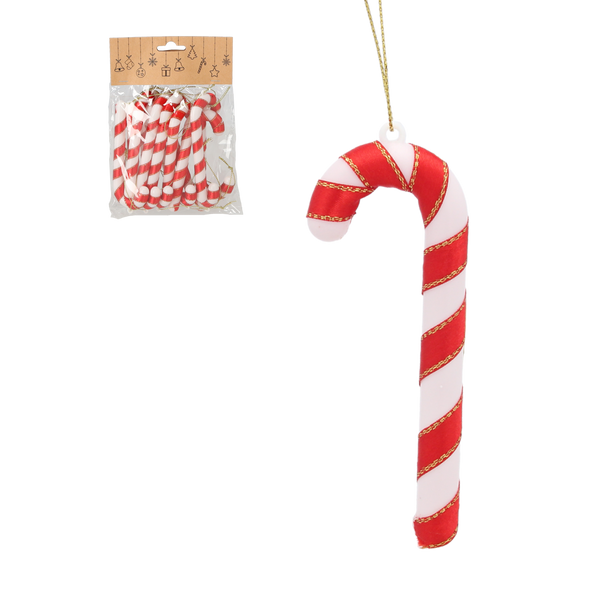 SET OF 12 CHRISTMAS ORNAMENTS CANDY CANE 12 CM