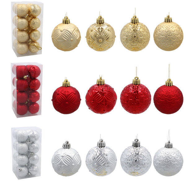 KPL. 16 BOMBEK 6 CM RED / GOLD / SILVER *3771