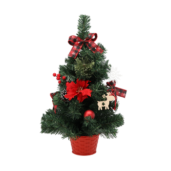 CHRISTMAS TREE 50 CM RED WITH POINSETTIA