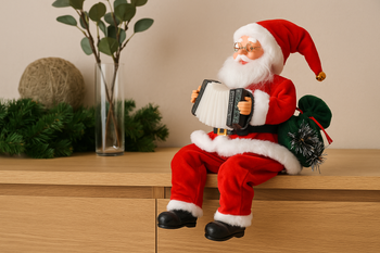 MOȘ NICOLAE CU ACCORDION - CANTĂTOR LED 40,5 CM *6529