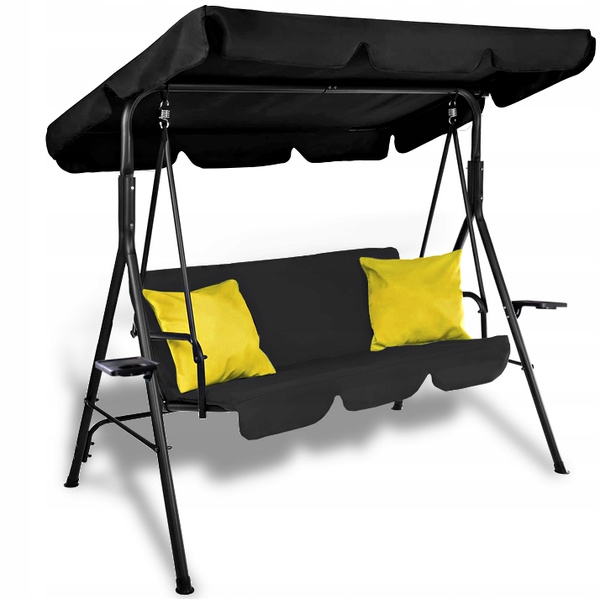 SWING GARDEN A-TYPE 170 X 110 X 153 CM BLACK WITH YELLOW PILLOWS AND CUP HOLDERS