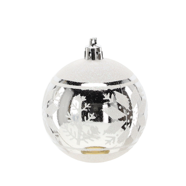 KPL. 6 BOMBEK CHOINKOWYCH SREBRNE 7 CM MIX WZORÓW *5805