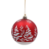SET OF 6 CHRISTMAS BAUBLES RED 8 CM