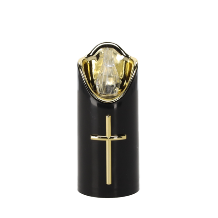 CANDLE LED RICO 12,5CM NEGRU+AURIU ALB RECE*8009