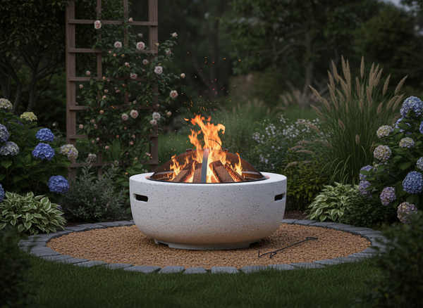 PALENISKO OGRODOWE Z POKRYWĄ I POGRZEBACZEM 60 x 60 X 42 CM