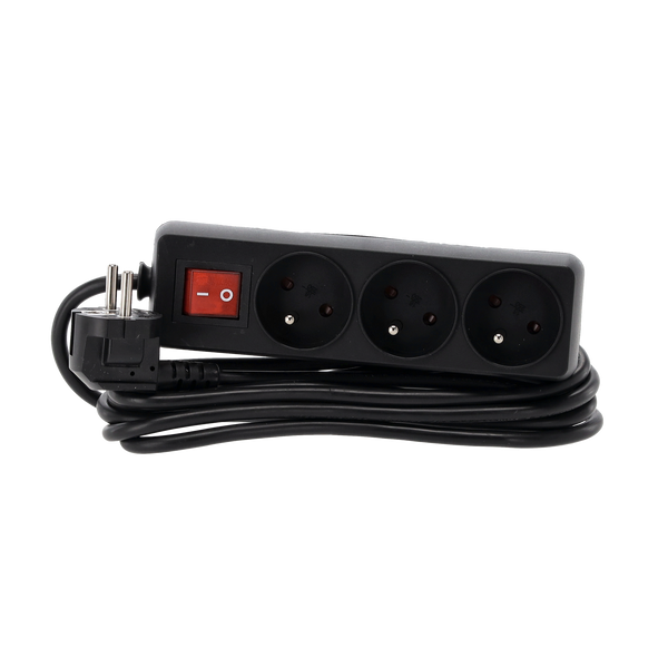 EXTENSION CORD POWER STRIP WITH SWITCH 3 SOCKETS 3M BLACK