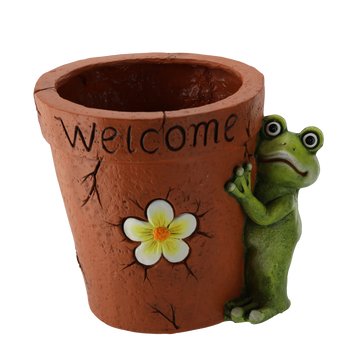 GARDEN FLOWER POT – WITH FROG AND FLOWER "WELCOME" 37 X 30 X 31 CM