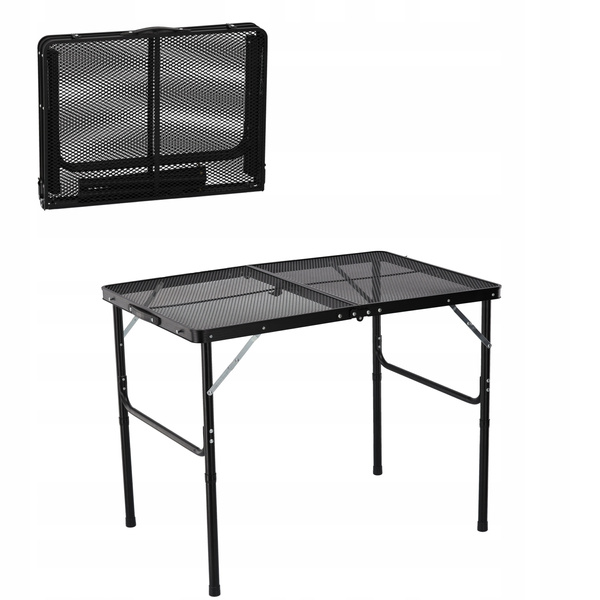 TOURIST FOLDING TABLE BLACK 90 x 60 x 40/70 CM