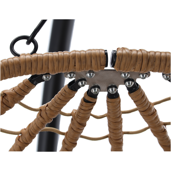 FOTEL WISZĄCY SKŁADANY BEŻOWY, PODUSZKA - BEŻOWA, RAMA - CZARNA *9100