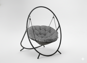 FOTEL WISZĄCY PATIO - CIEMNO SZARA PODUSZKA, SZARA RAMA 115,5X140X167,5CM