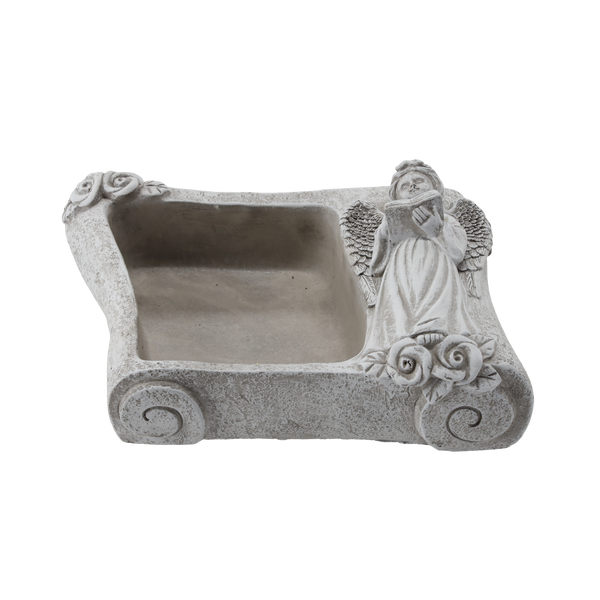 BOOK WITH ANGEL CEMENT POT - GREY 25 X 18,5 X 9,5 CM