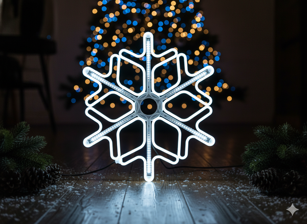 FULG DE ZĂPADĂ 60 CM NEON LED ALB RECE + ALB RECE FLASH ÎN/ÎN AFARĂ *8318