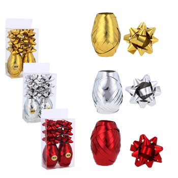 GIFT WRAP SET - RIBBON + BOWS 6 CM PACK=108PCS