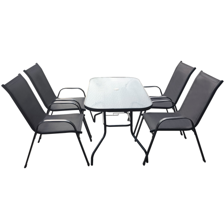 ZESTAW MEBLI OGRODOWYCH - STÓŁ 120 x 70 x 70 CM + 4 KRZESŁA 91 x 54 x 70 CM - CZARNY *6629