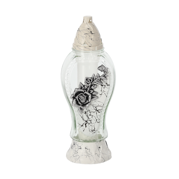 ZNICZ 35CM/48H L1750 RÓŻA MARMUR BIAŁO-SREBRNY OPAK=6SZT*1010