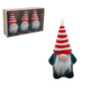 SET OF 3 CHRISTMAS TREE ORNAMENTS - GNOMS 6.5 X 5.5 X 12 CM pack=6 sets