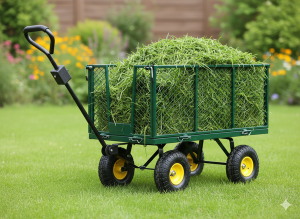 WÓZEK OGRODOWY DWUFUNKCYJNY XL - ZIELONY Z PLANDEKĄ 