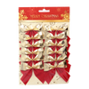 SET OF 12 CHRISTMAS BOWS SILVER/RED-GOLD