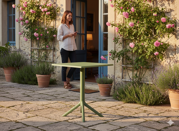 STOLIK OGRODOWY KWADRATOWY 60 x 60 x 77,5 CM ZIELONY