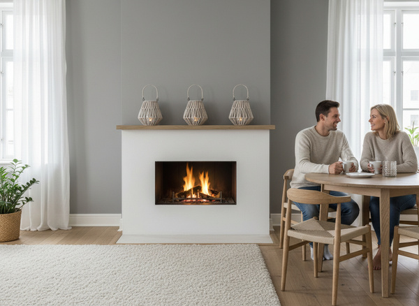 LAMPION 18 x 20 CM Z WKŁADEM SZKLANYM - BIAŁY