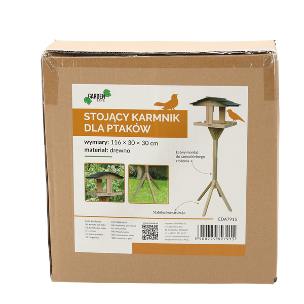 KARMNIK DLA PTAKÓW DREWNIANY NA NODZE 116 x 30 x 30 CM *7915
