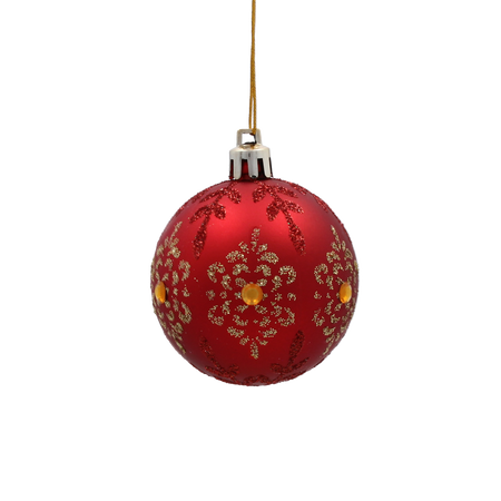 SET OF 8 CHRISTMAS BAUBLES RED 6 CM
