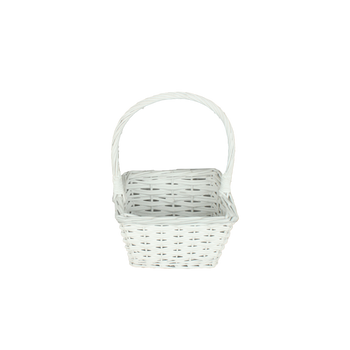 KOSZYK WIKLINOWY 20 x 20 x 12/30 CM Z RĄCZKĄ - BIAŁY *8420