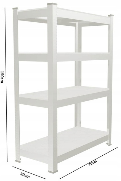 ZESTAW DWÓCH REGAŁÓW 4-POZIOMOWYCH 150 x 70 x 30 CM UDŹWIG PÓŁKI: 150 KG *2165
