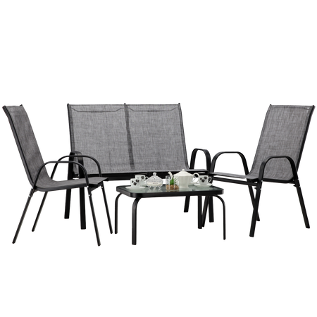 GARDEN FURNITURE SET WITH TABLE - GREY
