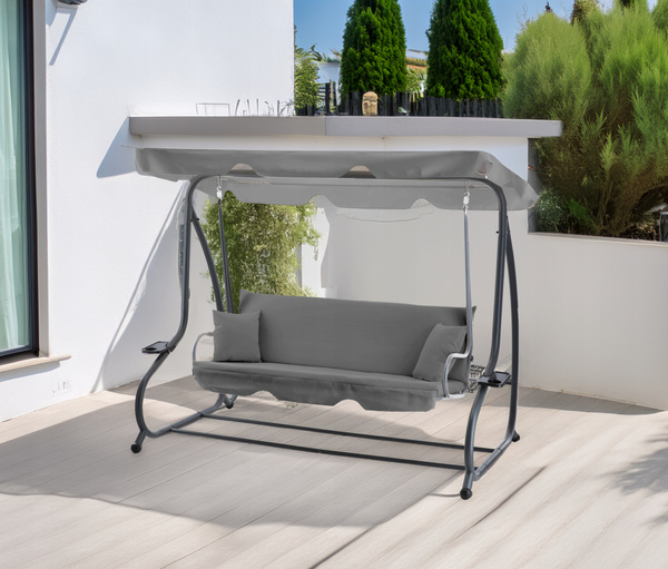 GARDEN SWING 210 X 120 X 170 CM ANTHRACITE WITH SUNBED FUNCTION