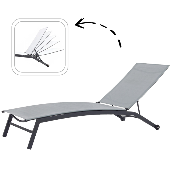 LEŻAK OGRODOWY 195x63x90cm SZARY