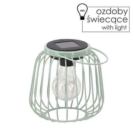 SOLÁRNY LAMPIÓN Z KOVU MÄTOVÝ 15 CM *8877