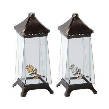 LAMPION 23CM LST TRAPEZ MINI RÚŽA STRIEBORNÝ/ZLATÝ OBAK=8KS*6664