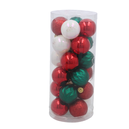 KPL. 24 BOMBEK 4 CM V TRUBKE ČERVENÁ/ZELENÁ/BIELA *9940