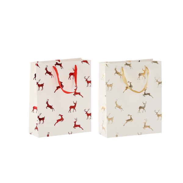 CHRISTMAS GIFT BAG REINDEERS 18 x 24 x 8 CM