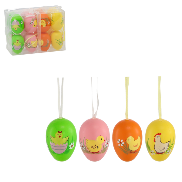 KPL. 16 JAJEK WIELKANOCNYCH 16,5 x 9 x 12 CM Z ZAWIESZKĄ Z KURKĄ *8111