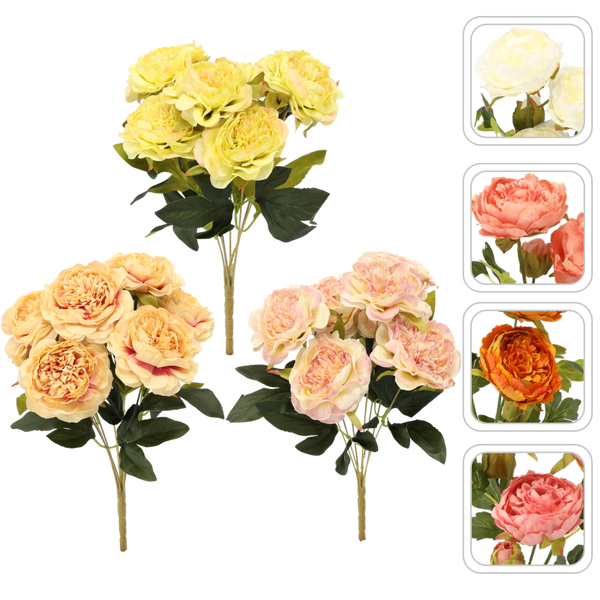 ARTIFICIAL FLOWER - 7 PEONIES 41 CM MIX COLORS