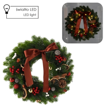 CHRISTMAS WREATH LED 40 CM 40 L GREEN WITH BROWN BOW